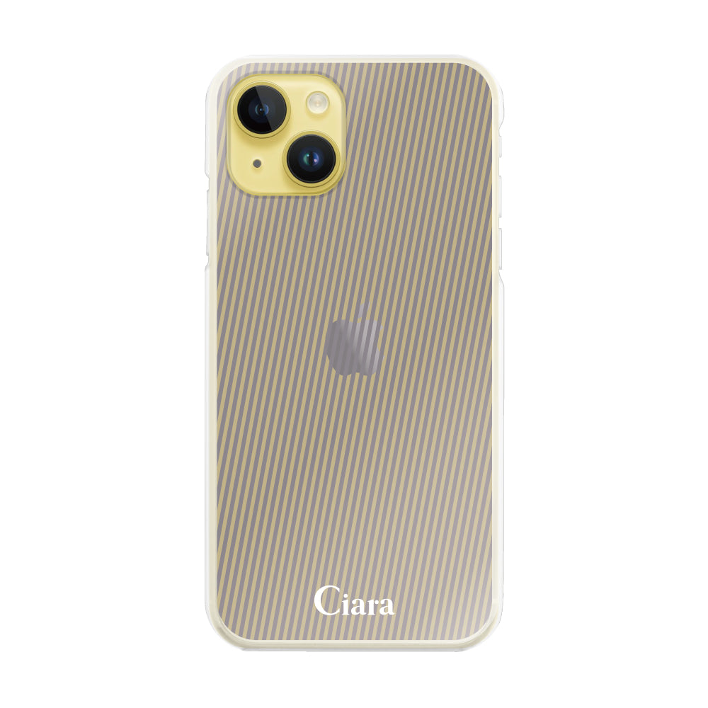 iPhone14Plus ハイブリッド クリアケース シアーストライプ パープル