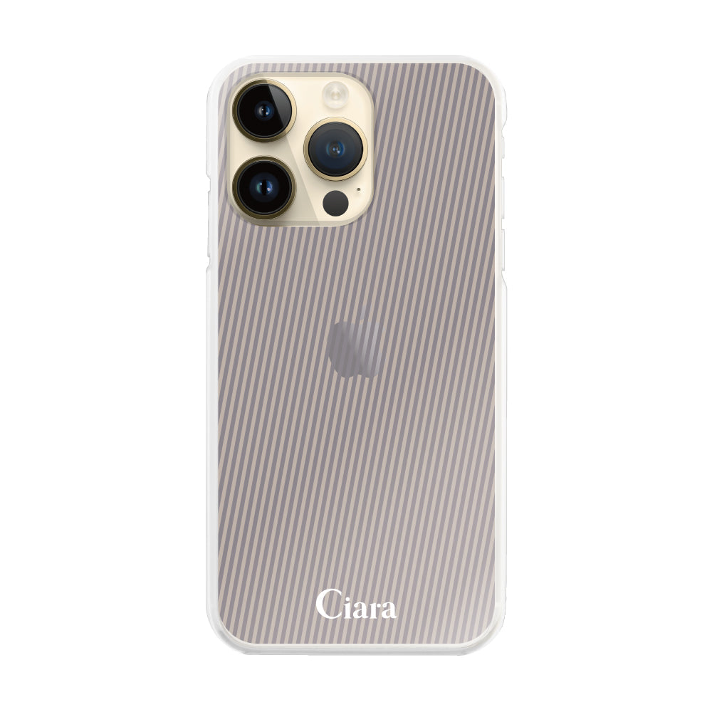 iPhone14Pro ハイブリッド クリアケース シアーストライプ パープル