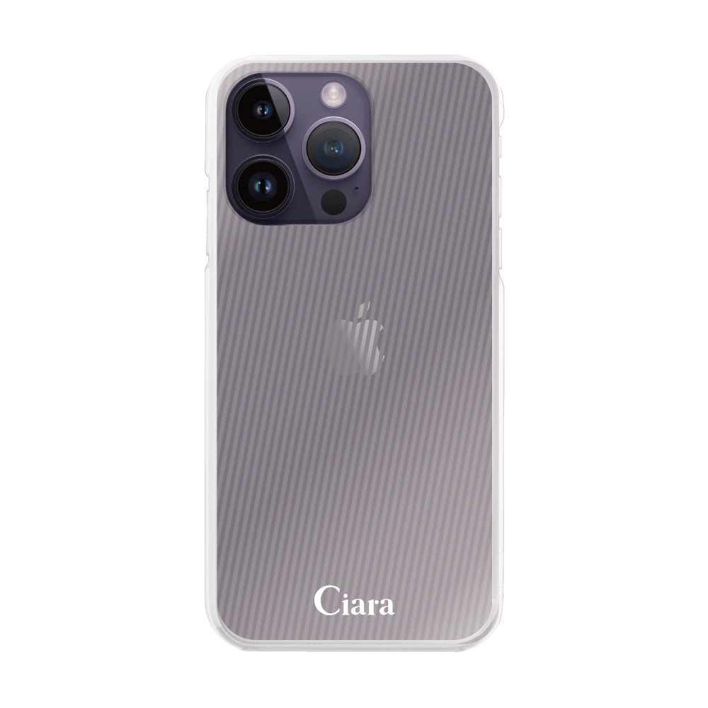 iPhone14ProMax ハイブリッド クリアケース シアーストライプ パープル