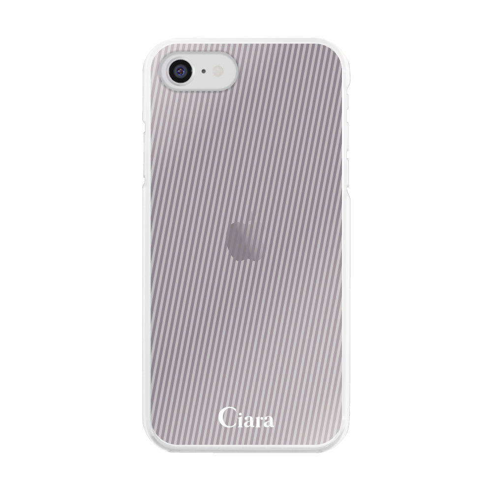iPhone7/8/SE2/SE3 ハイブリッド クリアケース シアーストライプ パープル
