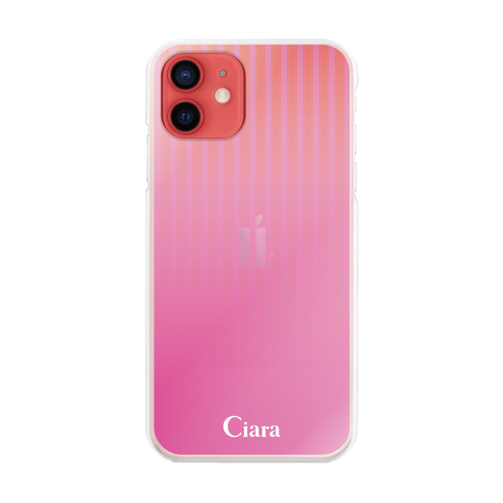 iPhoneケース ハイブリッド クリアケース グラデーションストライプ