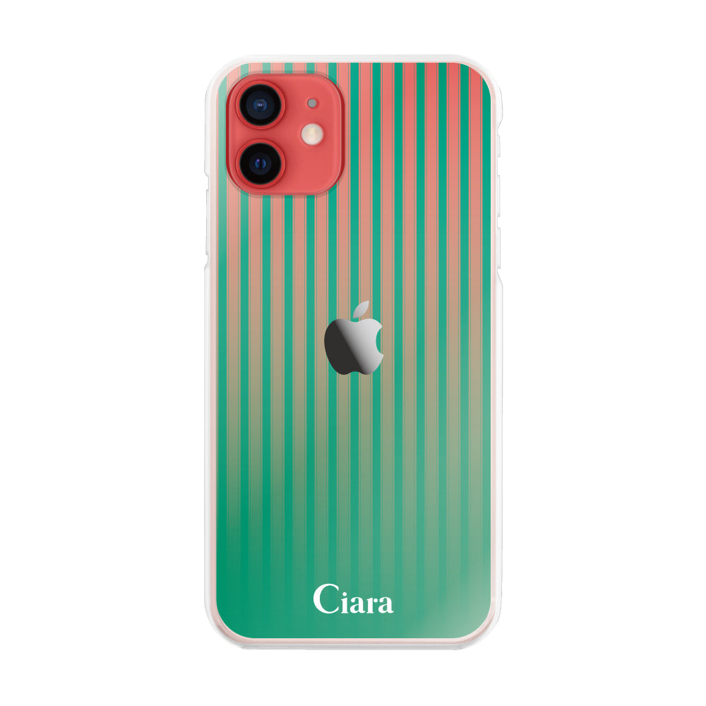 iPhone11 ハイブリッド クリアケース グラデーションストライプ グリーン