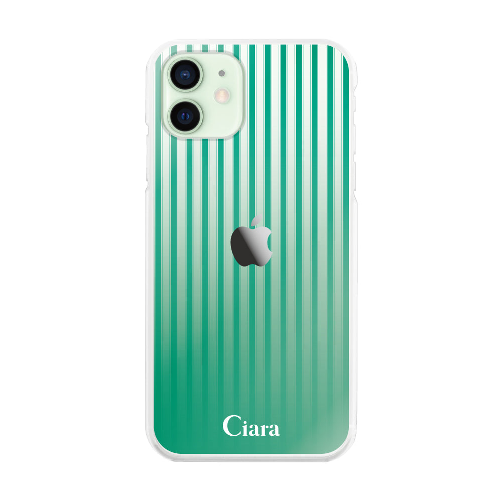 iPhone12mini ハイブリッド クリアケース グラデーションストライプ グリーン