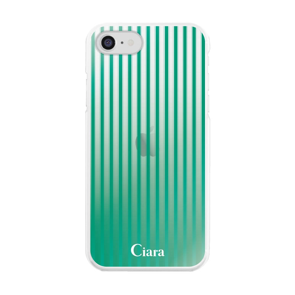 iPhone7/8/SE2/SE3 ハイブリッド クリアケース グラデーションストライプ グリーン