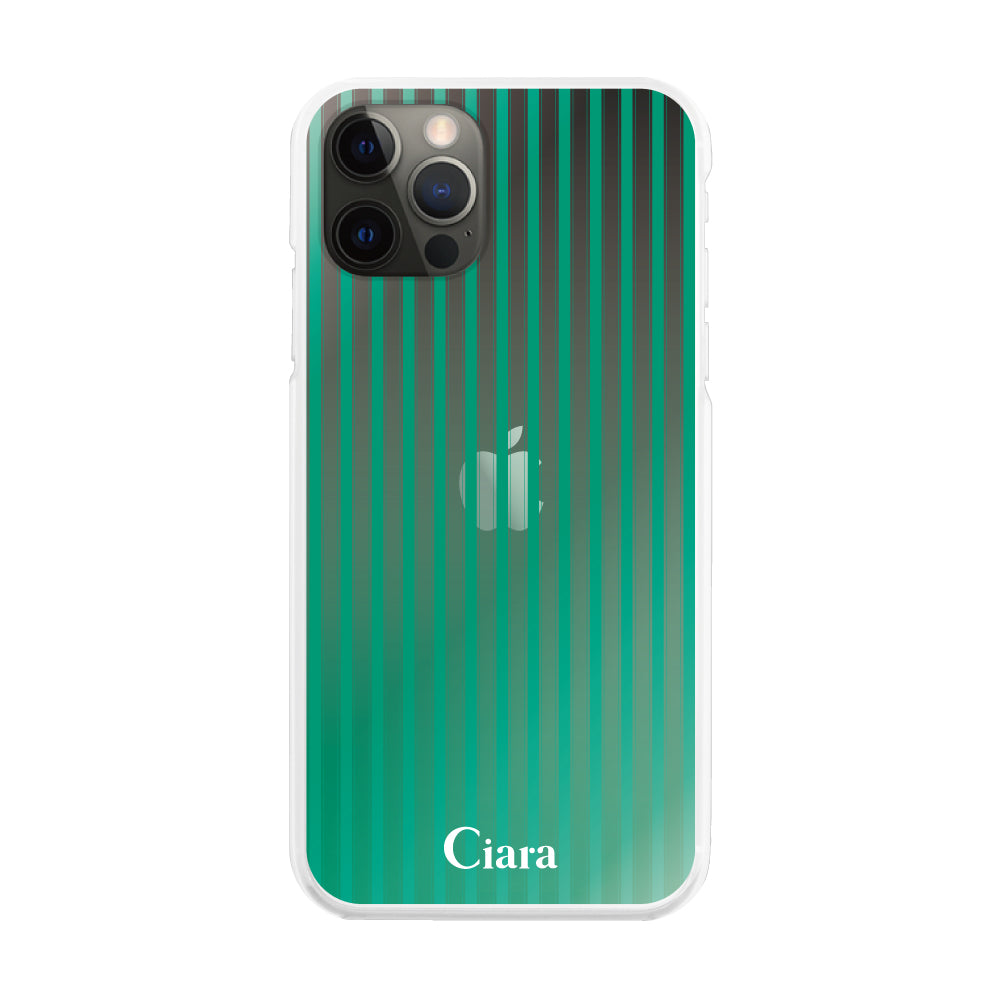 iPhoneX/XS ハイブリッド クリアケース グラデーションストライプ グリーン