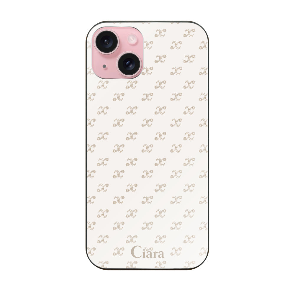 iPhoneケース】 ガラス CIARA MONOGRAM PATTERN(シアラモノグラム 