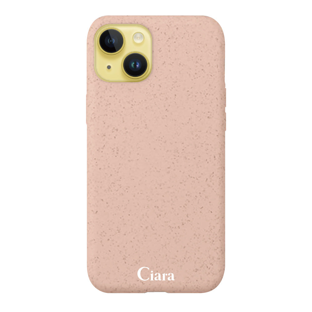 iPhone14Plusケース サスティナブルケース ロゴ サンドピンク