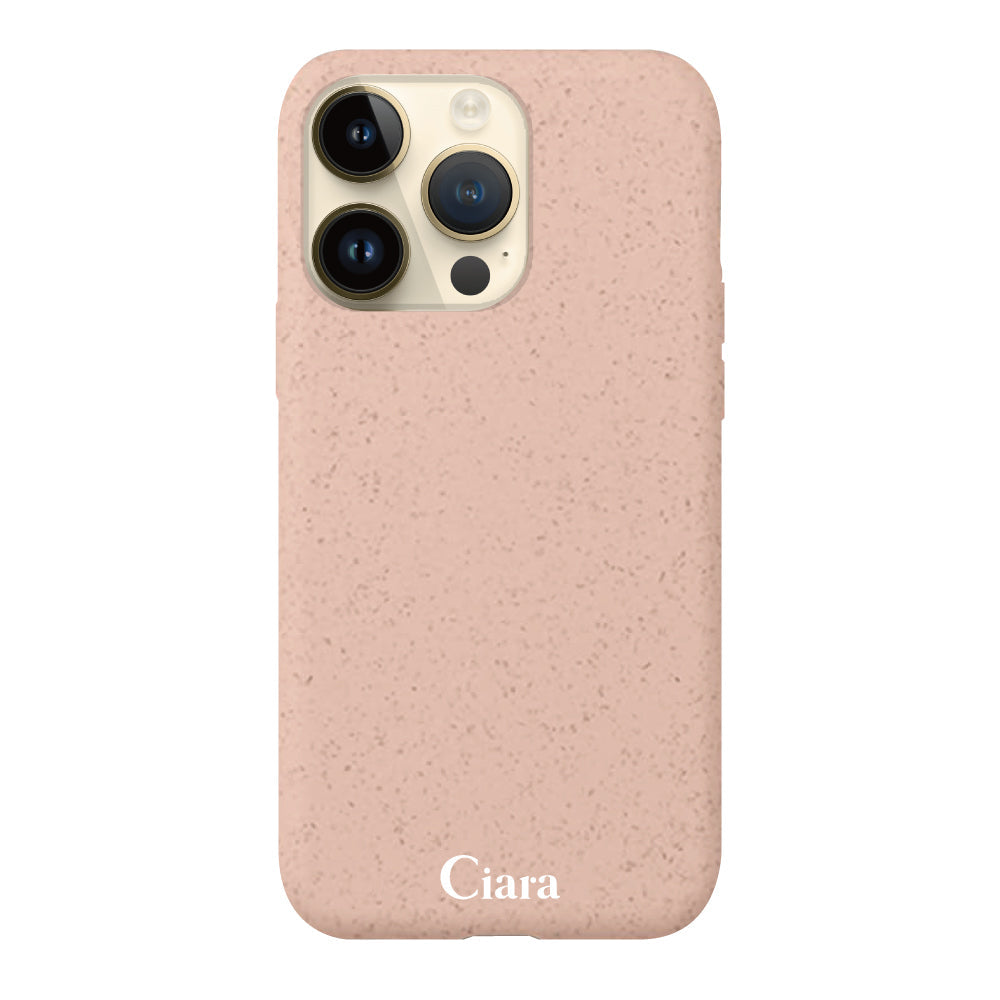 iPhone14Proケース サスティナブルケース ロゴ サンドピンク