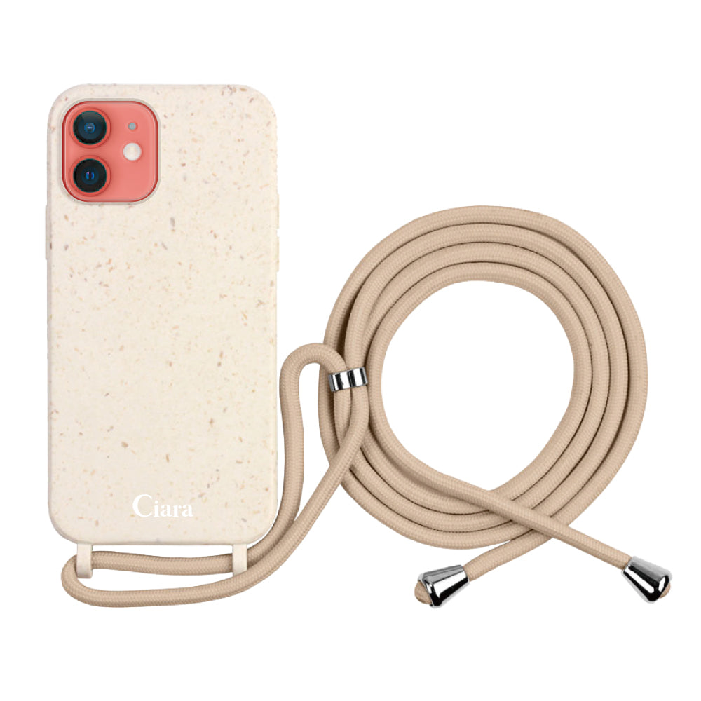 iPhone11ケース サスティナブルストラップケース ロゴ ホワイト