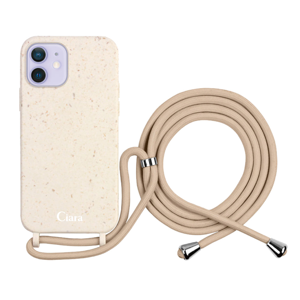 iPhone12/12Proケース サスティナブルストラップケース ロゴ ホワイト