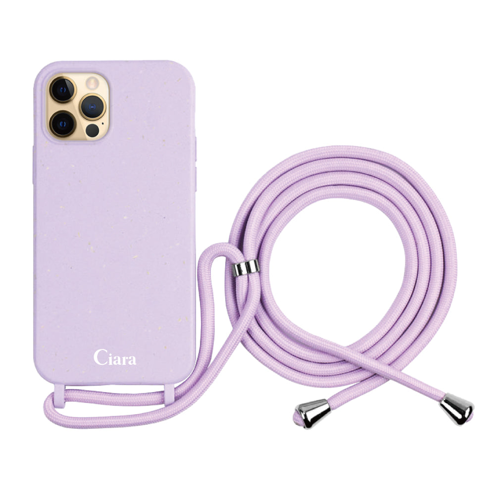 iPhone11ProMaxケース サスティナブルストラップケース ロゴ パープル