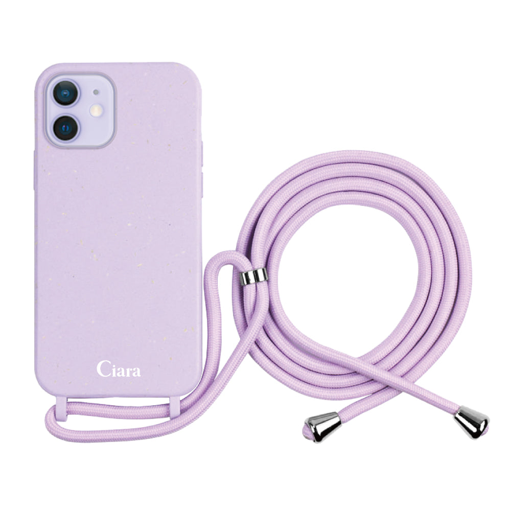 iPhone12/12Proケース サスティナブルストラップケース ロゴ パープル
