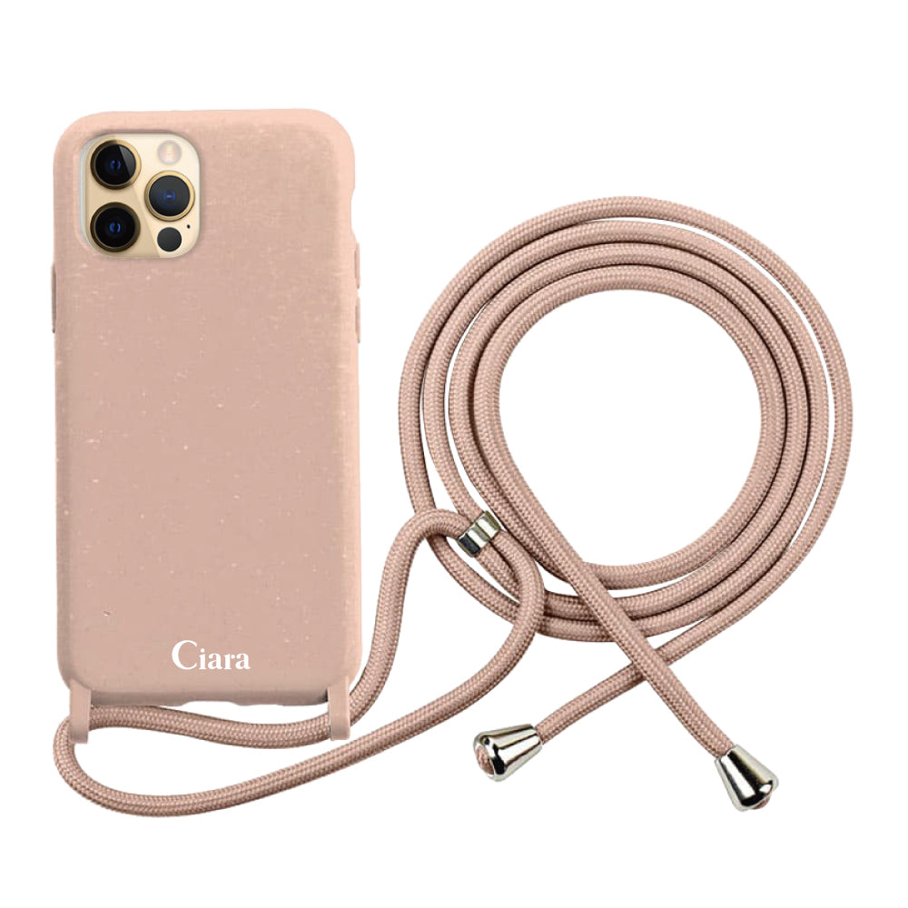 iPhone11Proケース サスティナブルストラップケース ロゴ サンドピンク