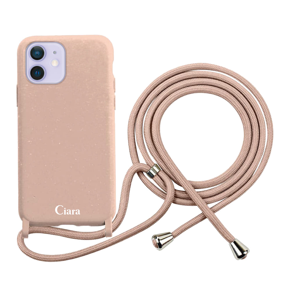 iPhone12/12Proケース サスティナブルストラップケース ロゴ サンドピンク