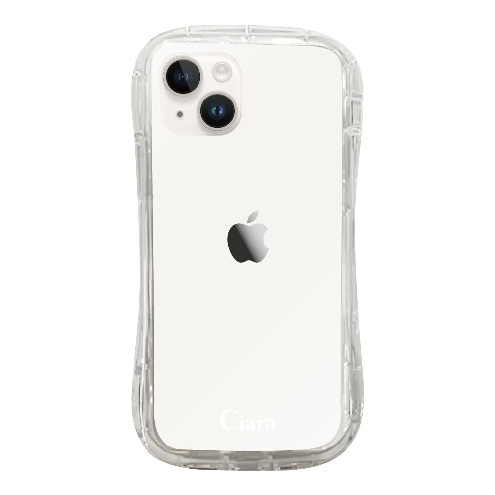 iPhone14ケース TPUグリップ クリアケース ロゴ ホワイト