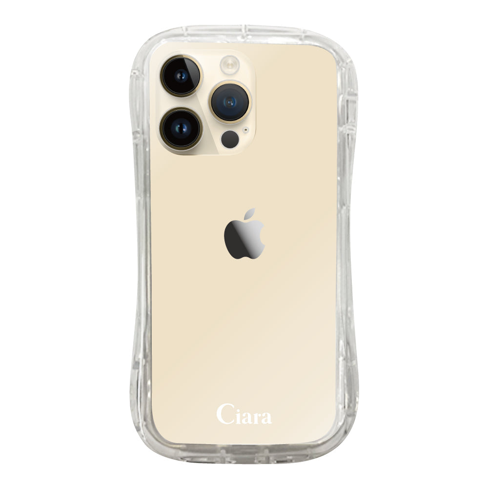 iPhone14Proケース TPUグリップ クリアケース ロゴ ホワイト