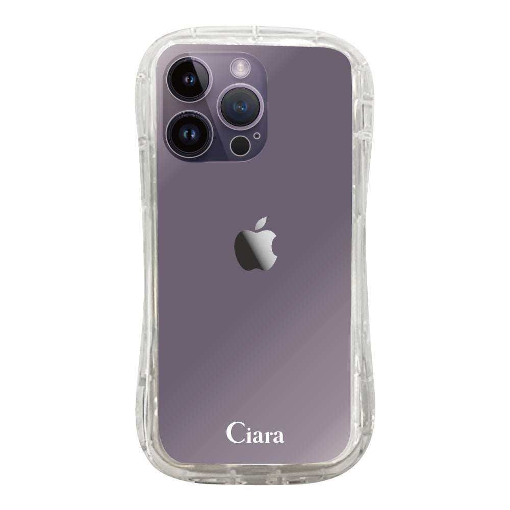 iPhone14ProMaxケース TPUグリップ クリアケース ロゴ ホワイト