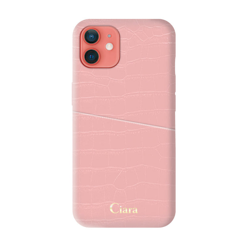iPhoneケース クロコPUポケット レザーカード収納ケース ロゴ