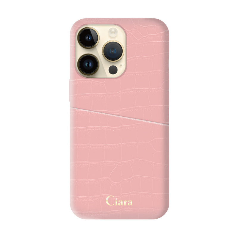 iPhoneケース クロコPUポケット レザーカード収納ケース ロゴ