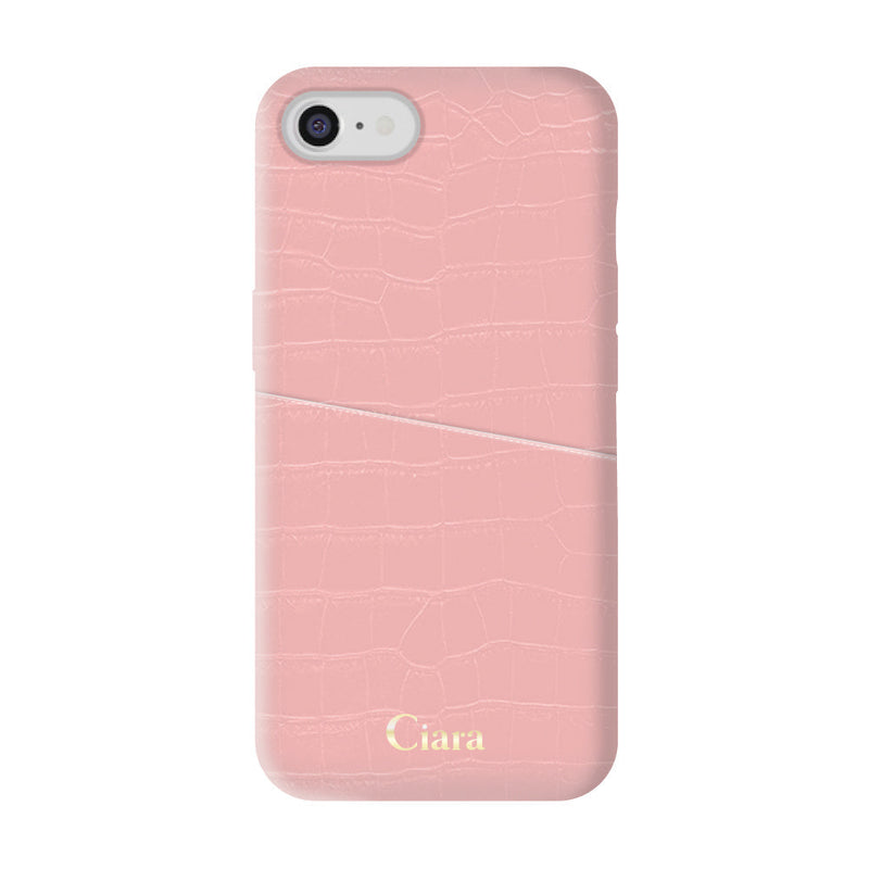 iPhoneケース クロコPUポケット レザーカード収納ケース ロゴ