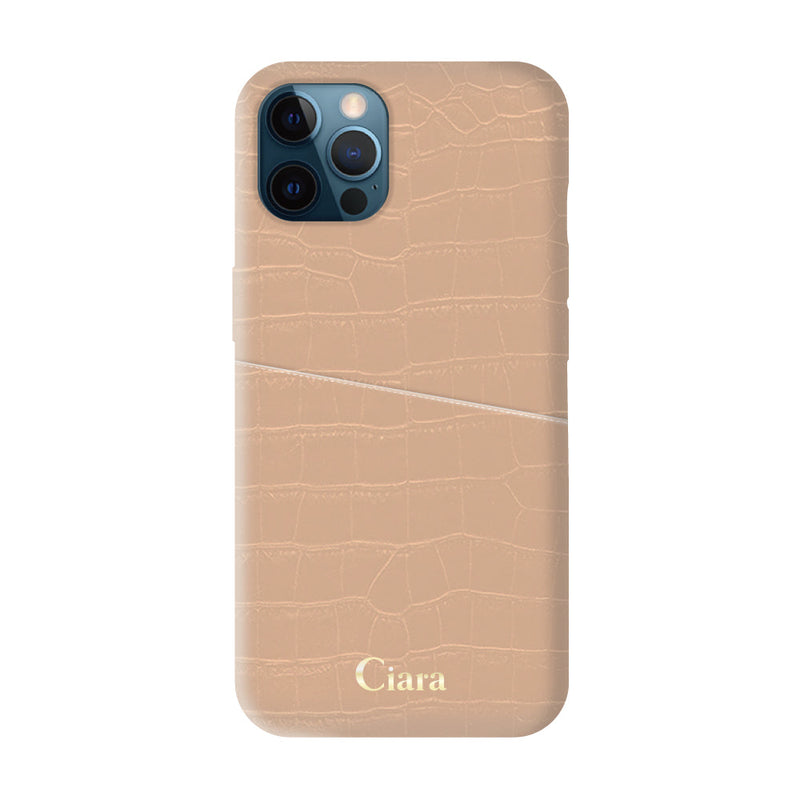 iPhoneケース クロコPUポケット レザーカード収納ケース ロゴ