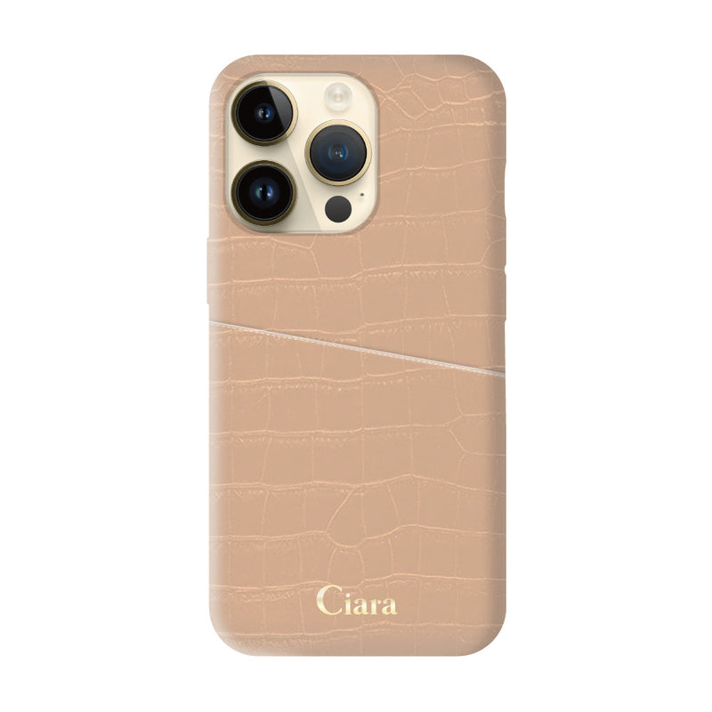 iPhoneケース クロコPUポケット レザーカード収納ケース ロゴ