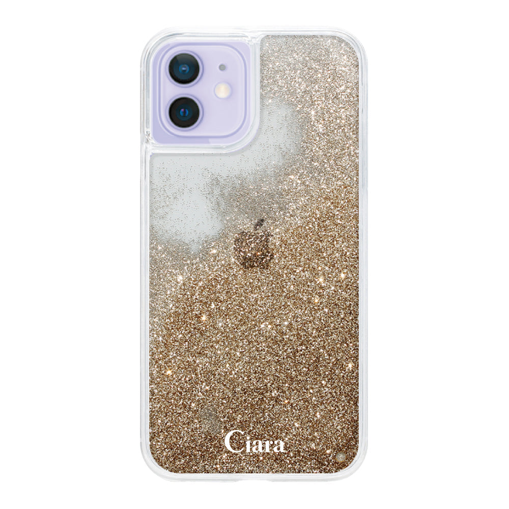 iPhone12/12Pro グリッター オイルクリアケース ロゴ ゴールド