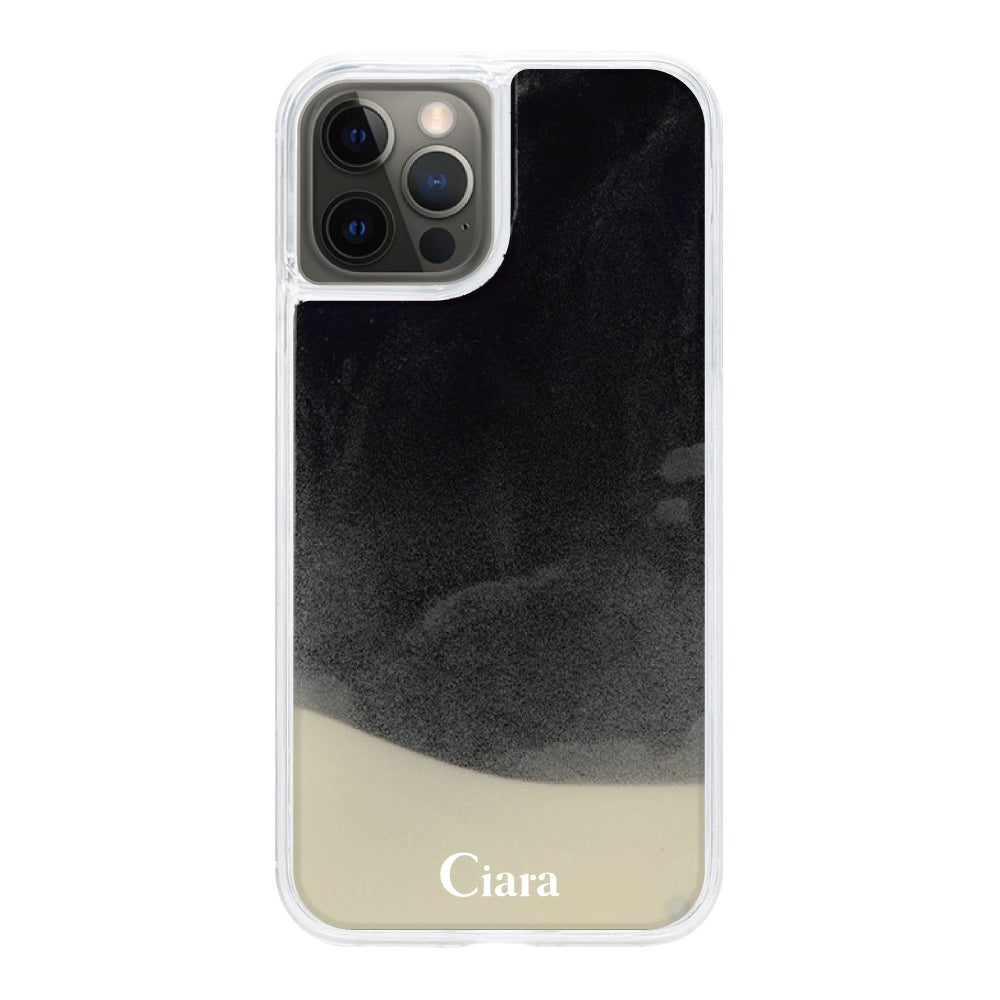 iPhoneX/XSケース ネオンサンド オイルケース ロゴ ホワイト/ブラック