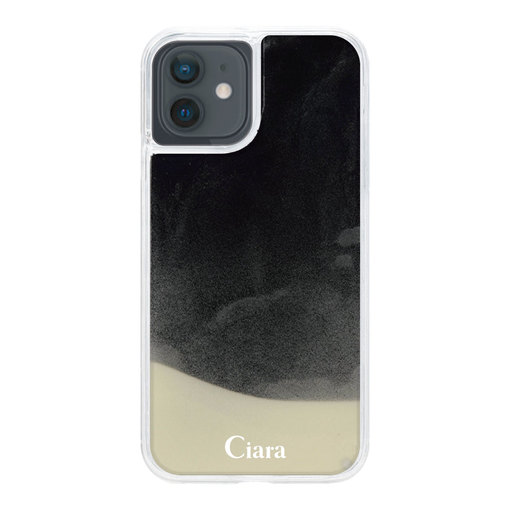 iPhoneXRケース ネオンサンド オイルケース ロゴ ホワイト/ブラック