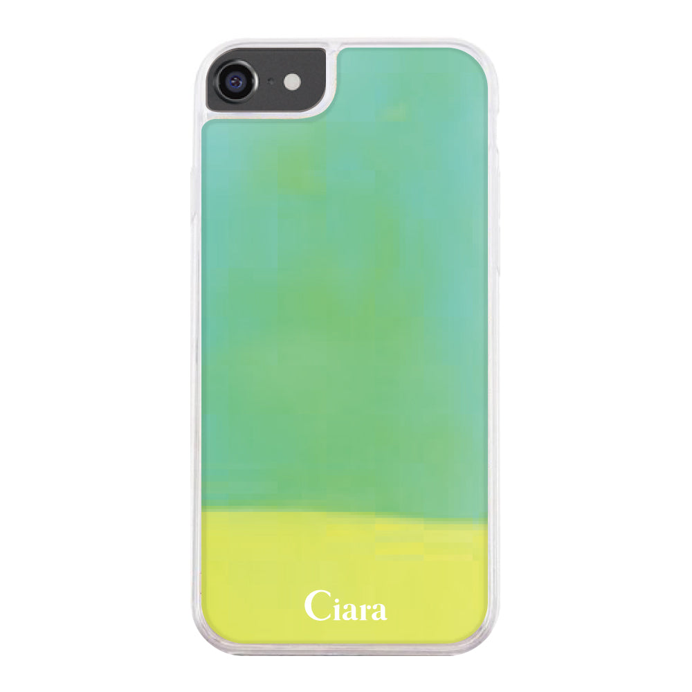 iPhone6Plus/7Plus/8Plusケース ネオンサンド オイルケース ロゴ イエロー/グリーン