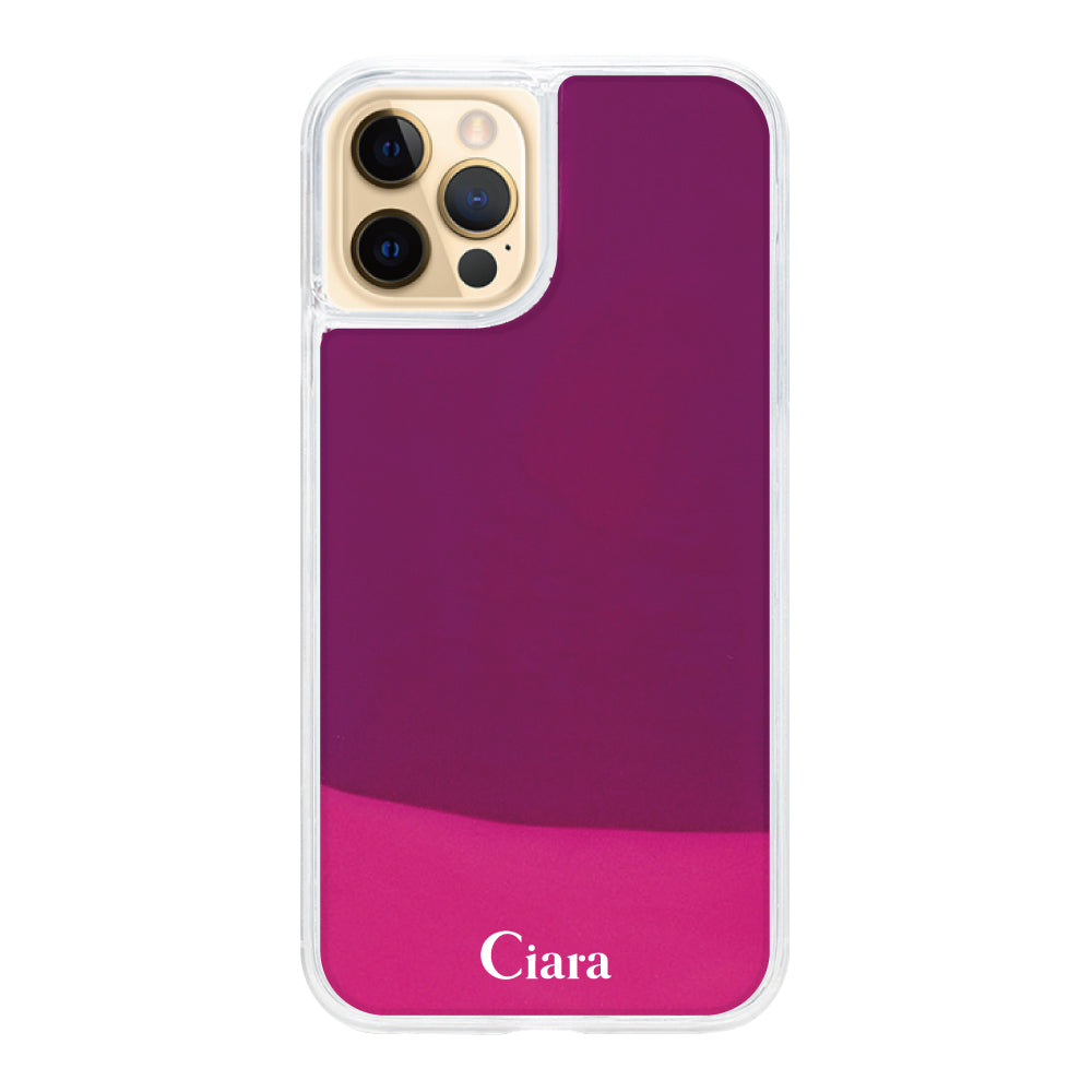iPhone11Proケース ネオンサンド オイルケース ロゴ ピンク/パープル