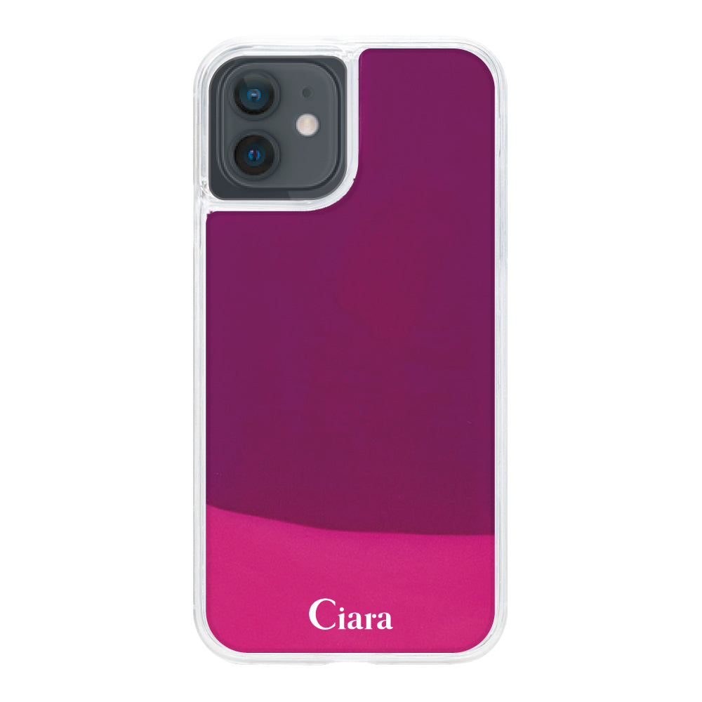 iPhoneXRケース ネオンサンド オイルケース ロゴ ピンク/パープル