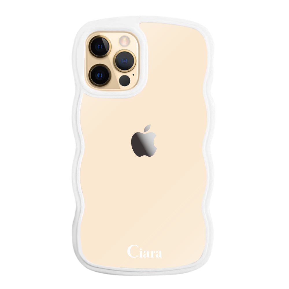 iPhone11Proケース ウェーブフレーム クリアケース ロゴ ホワイト