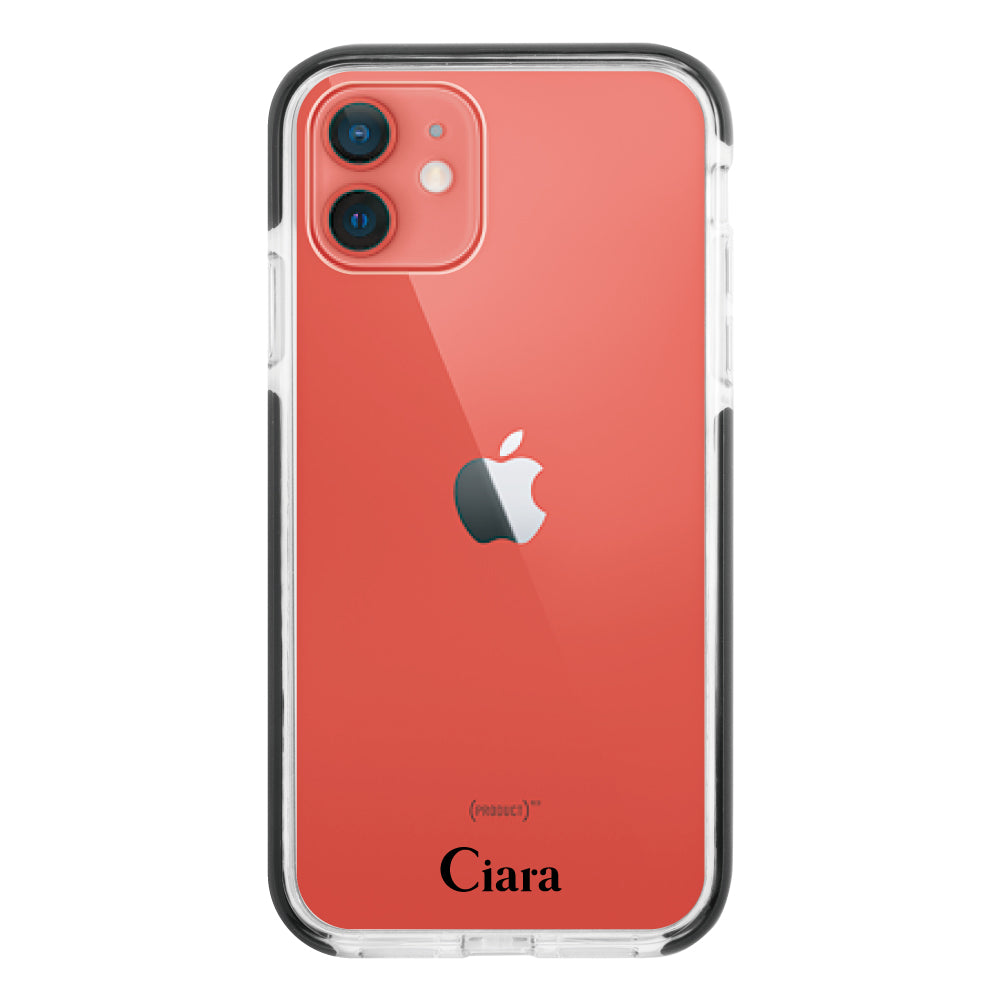 iPhone11ケース クッションバンパー 耐衝撃クリアケース ロゴ ブラック