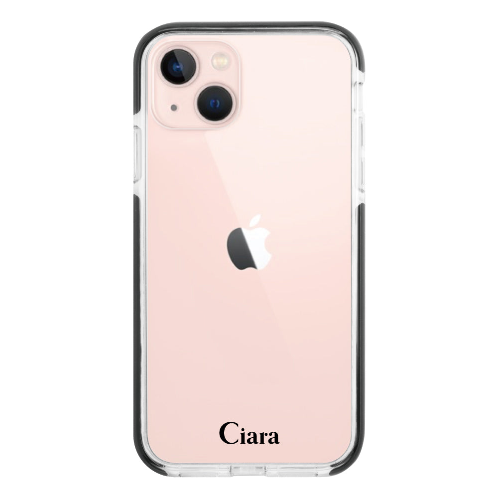 iPhone13ケース クッションバンパー 耐衝撃クリアケース ロゴ ブラック