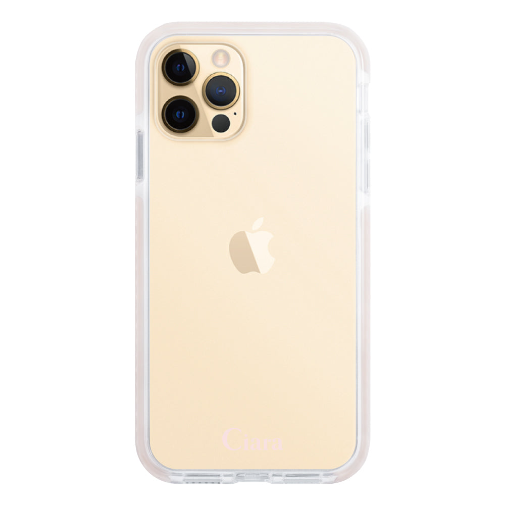 iPhone11Proケース クッションバンパー 耐衝撃クリアケース ロゴ ピンク