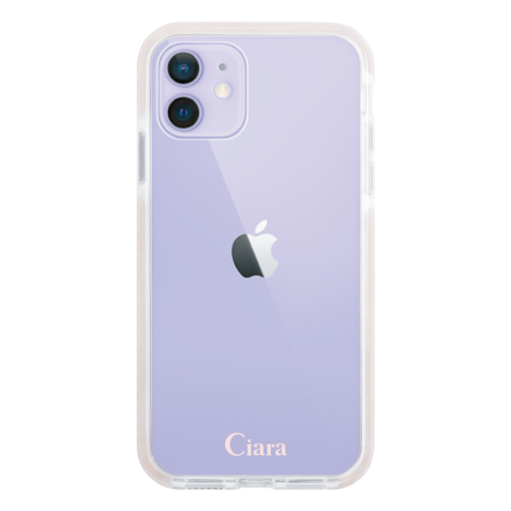 iPhone12/12Proケース クッションバンパー 耐衝撃クリアケース ロゴ ピンク