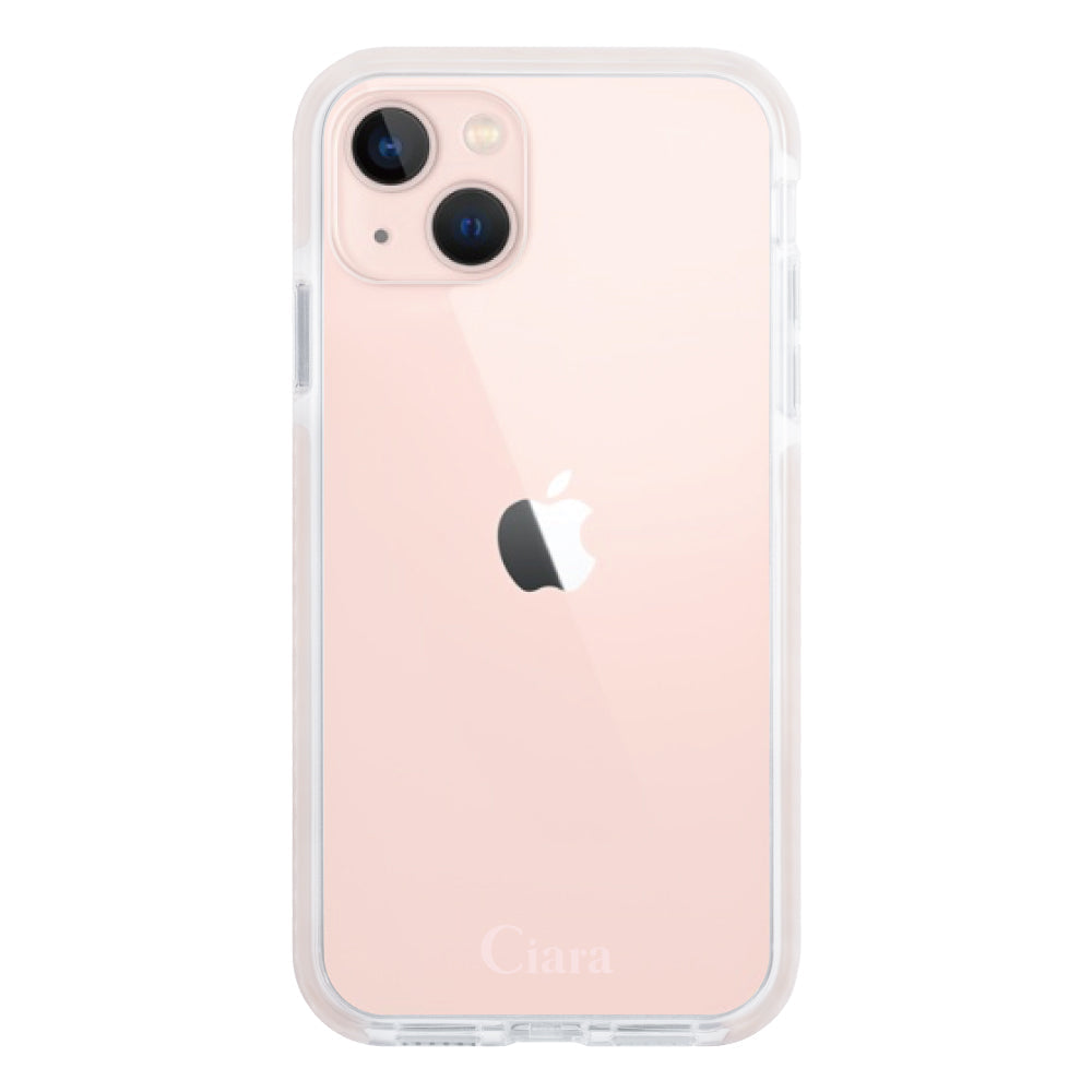 iPhone13ケース クッションバンパー 耐衝撃クリアケース ロゴ ピンク