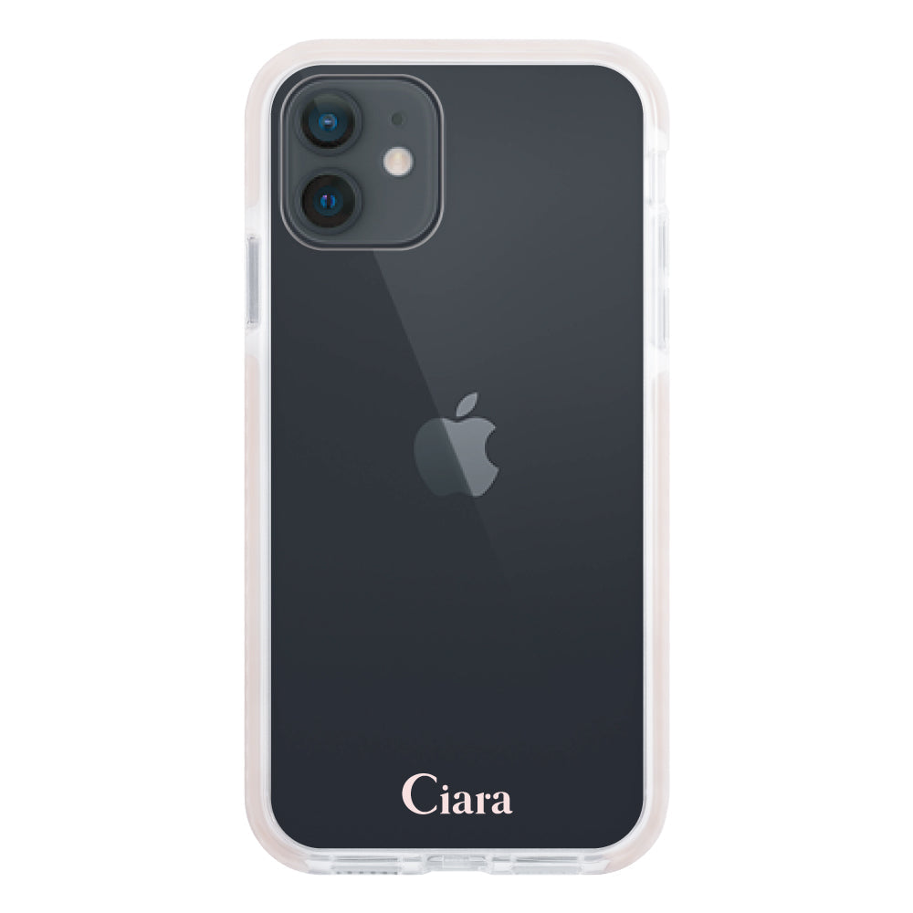 iPhoneXRケース クッションバンパー 耐衝撃クリアケース ロゴ ピンク