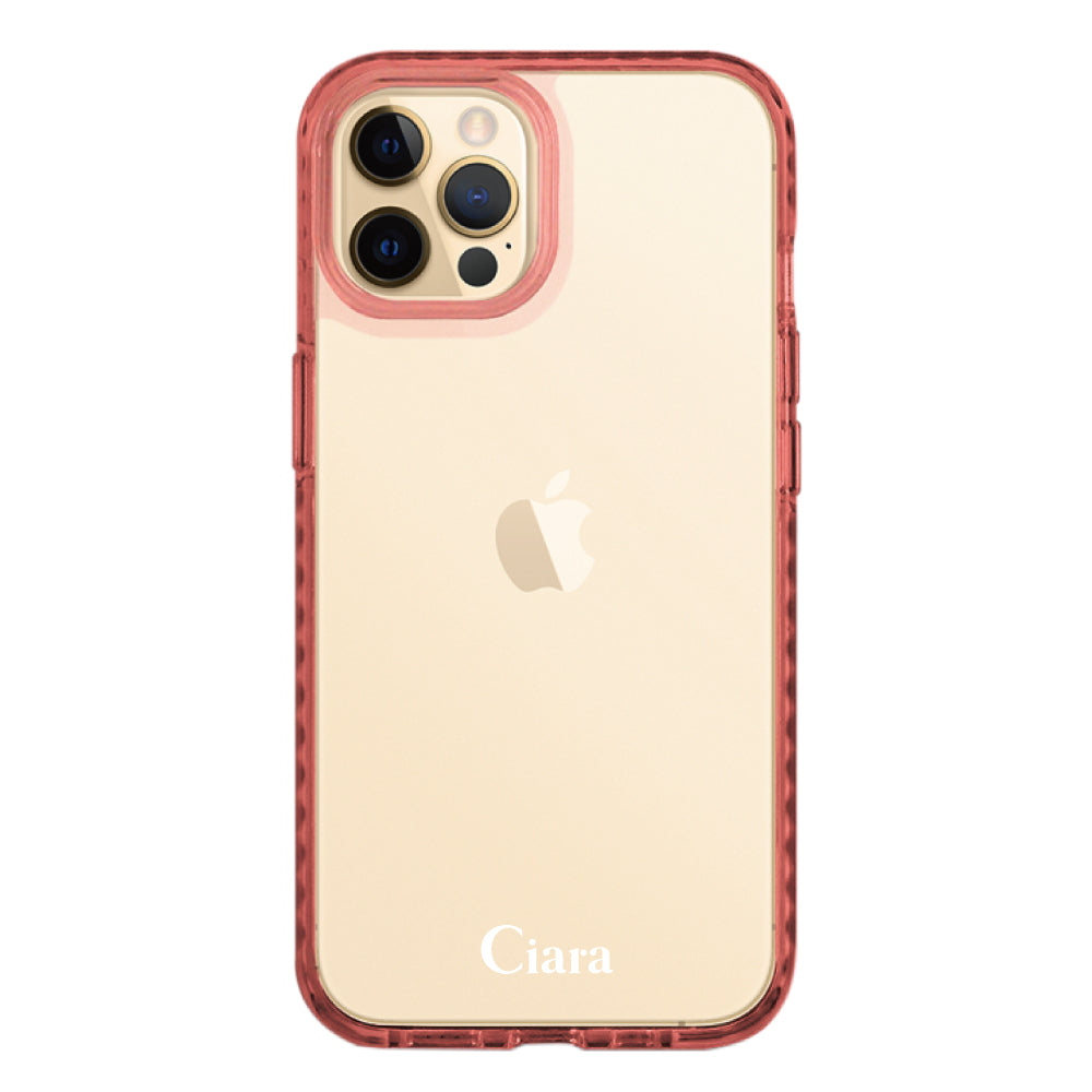 iPhone11Proケース クッションバンパー 耐衝撃クリアケース ロゴ クリアピンク