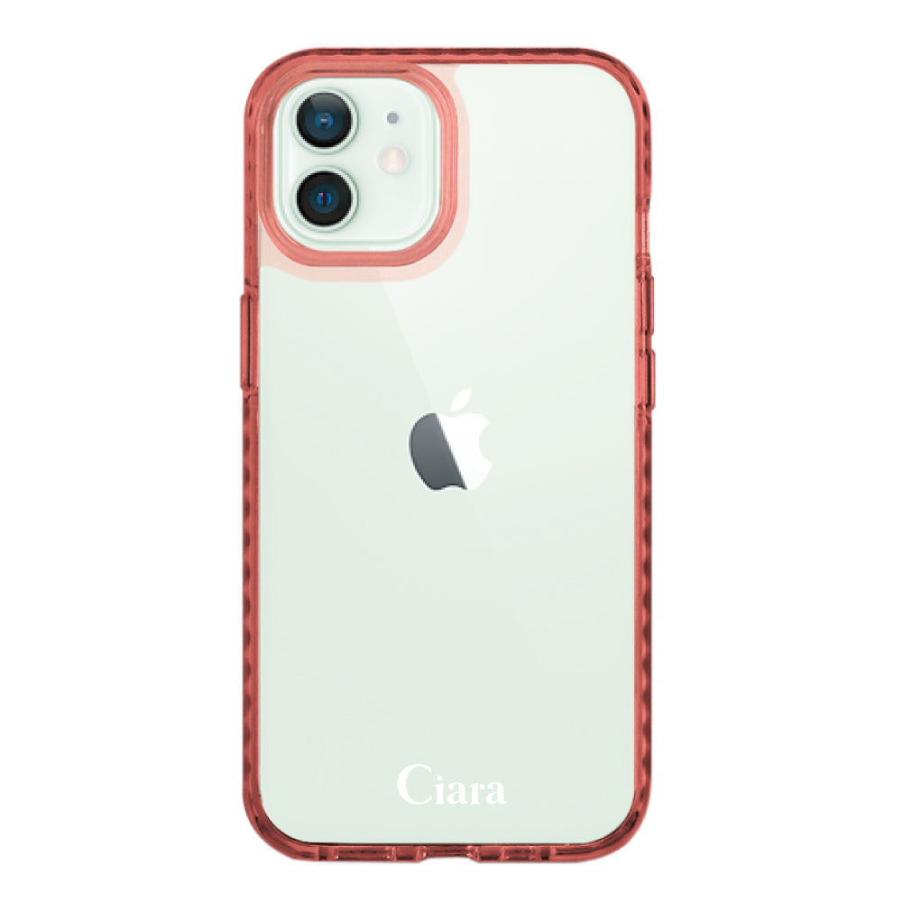 iPhone12miniケース クッションバンパー 耐衝撃クリアケース ロゴ クリアピンク
