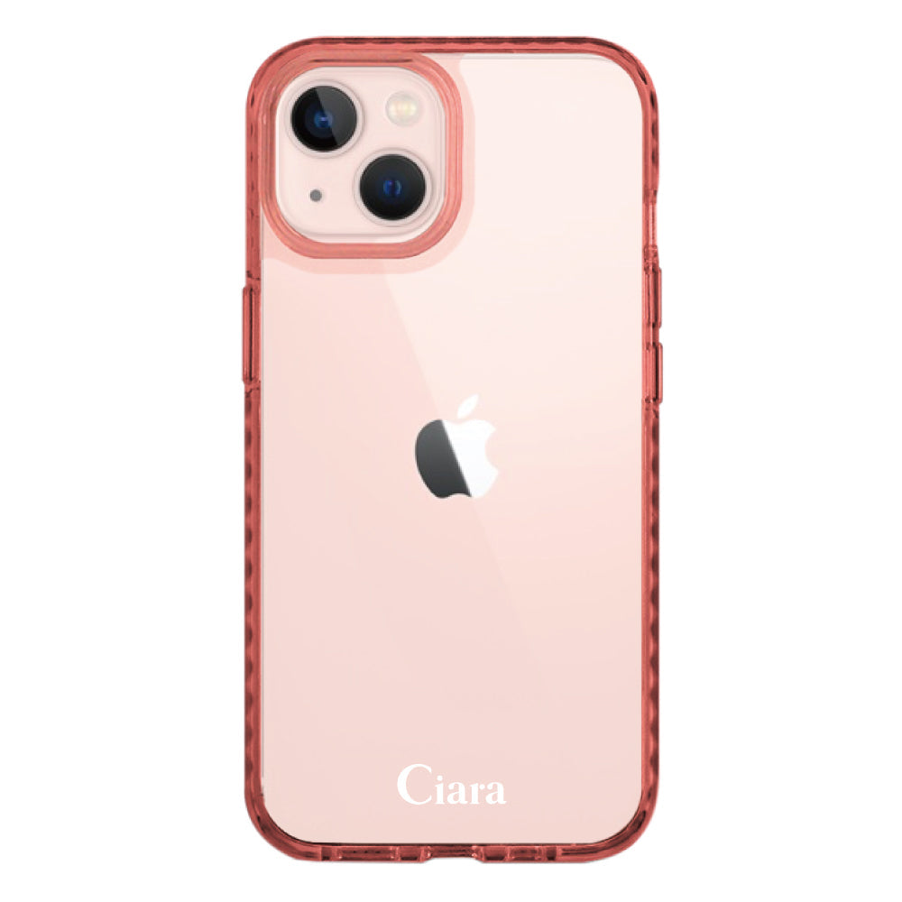 iPhone13ケース クッションバンパー 耐衝撃クリアケース ロゴ クリアピンク