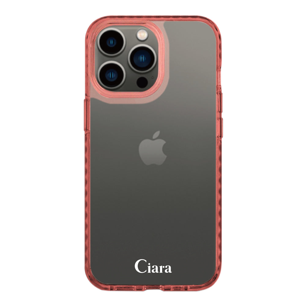 iPhone13Proケース クッションバンパー 耐衝撃クリアケース ロゴ クリアピンク