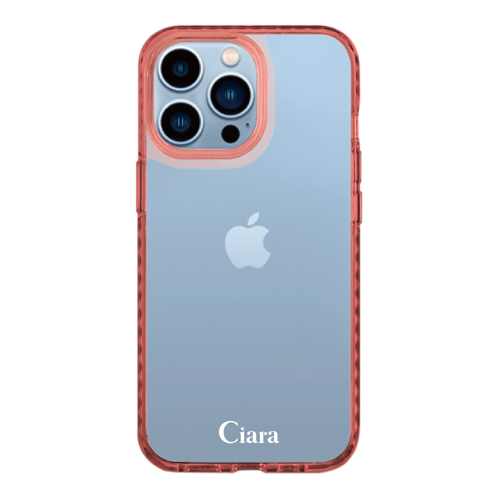 iPhone13ProMaxケース クッションバンパー 耐衝撃クリアケース ロゴ クリアピンク