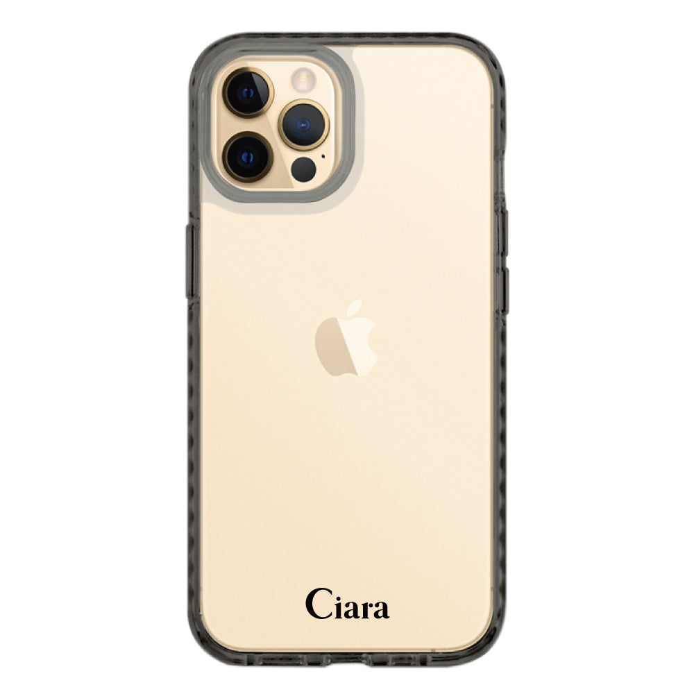 iPhone11Proケース クッションバンパー 耐衝撃クリアケース ロゴ クリアブラック
