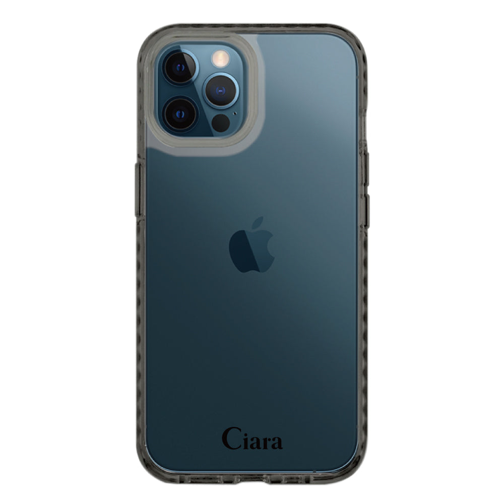 iPhone12ProMaxケース クッションバンパー 耐衝撃クリアケース ロゴ クリアブラック