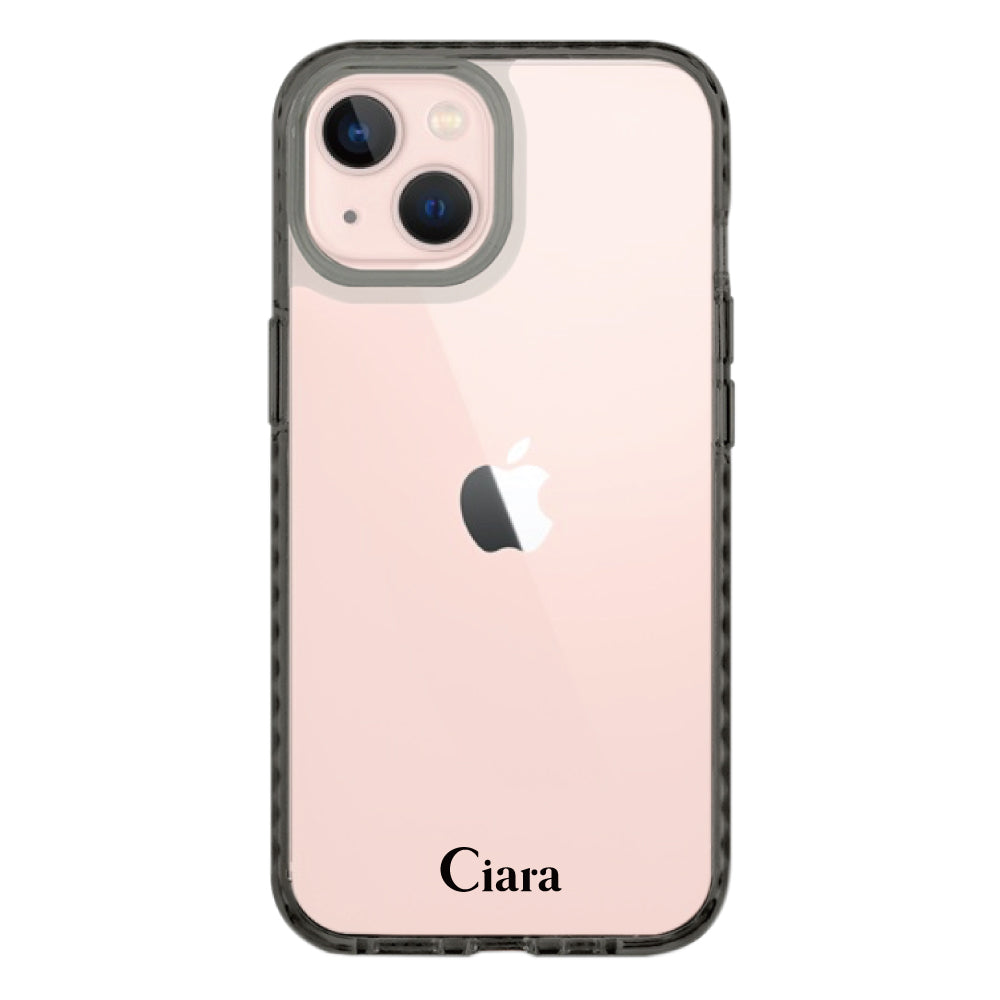 iPhone13ケース クッションバンパー 耐衝撃クリアケース ロゴ クリアブラック