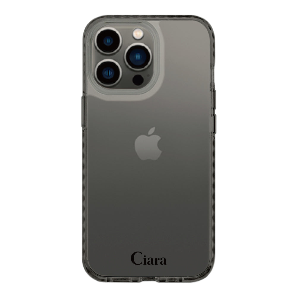 iPhone13Proケース クッションバンパー 耐衝撃クリアケース ロゴ クリアブラック