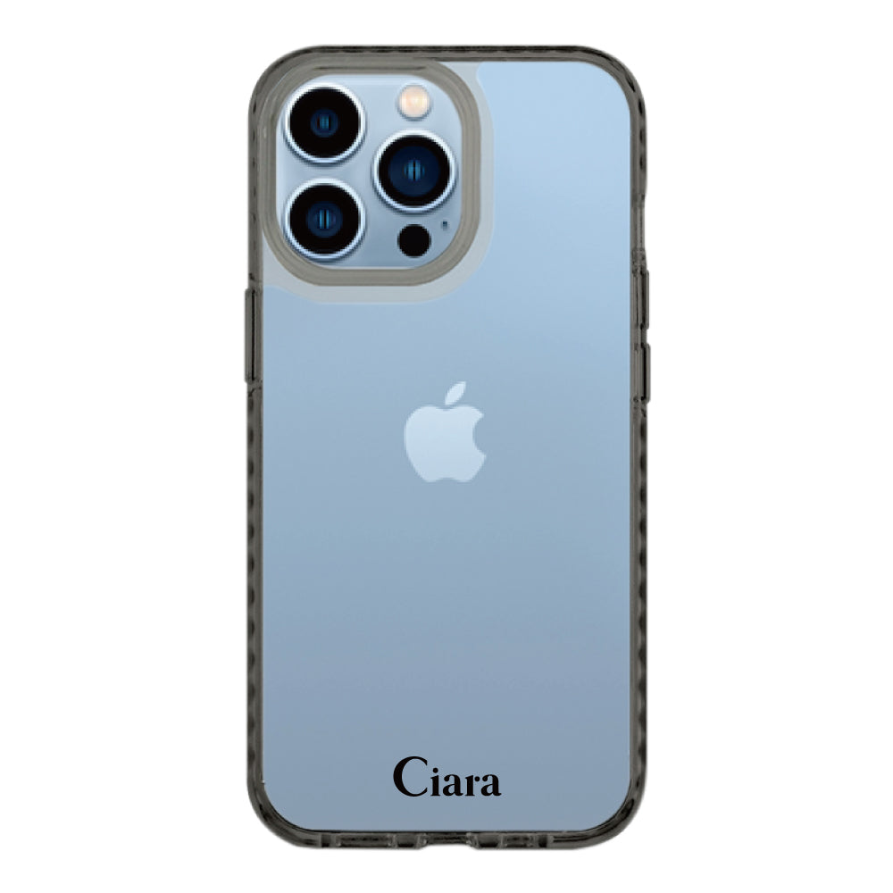 iPhone13ProMaxケース クッションバンパー 耐衝撃クリアケース ロゴ クリアブラック