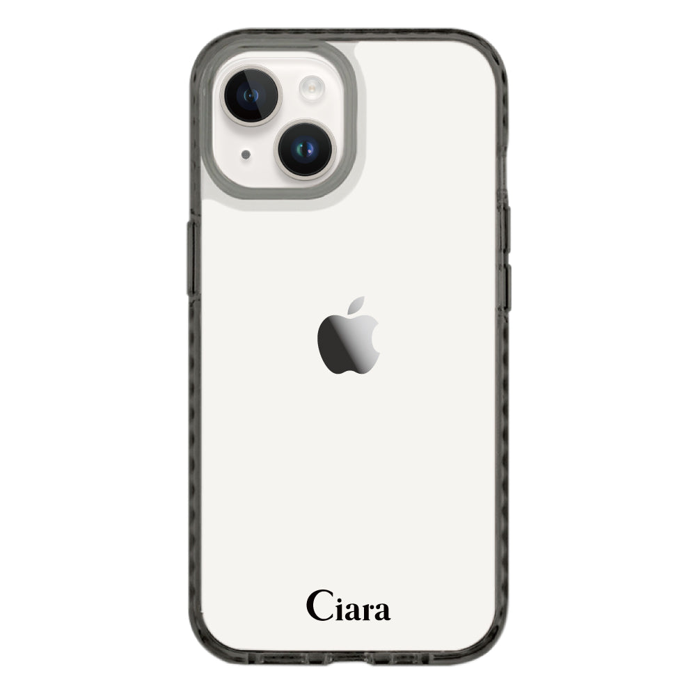 iPhone14ケース クッションバンパー 耐衝撃クリアケース ロゴ クリアブラック